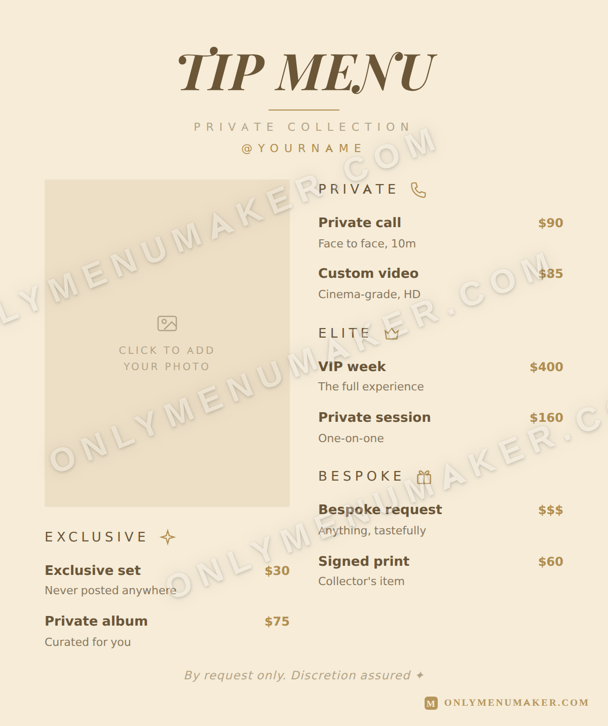 Champagne Toast OnlyFans tip menu template