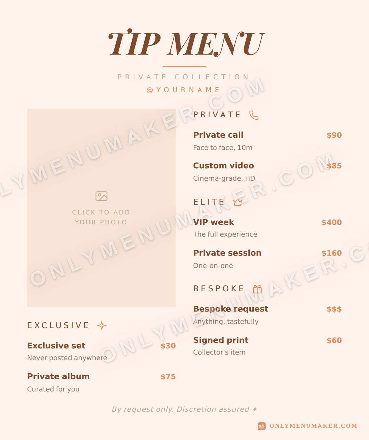 Saffron Silk OnlyFans tip menu template