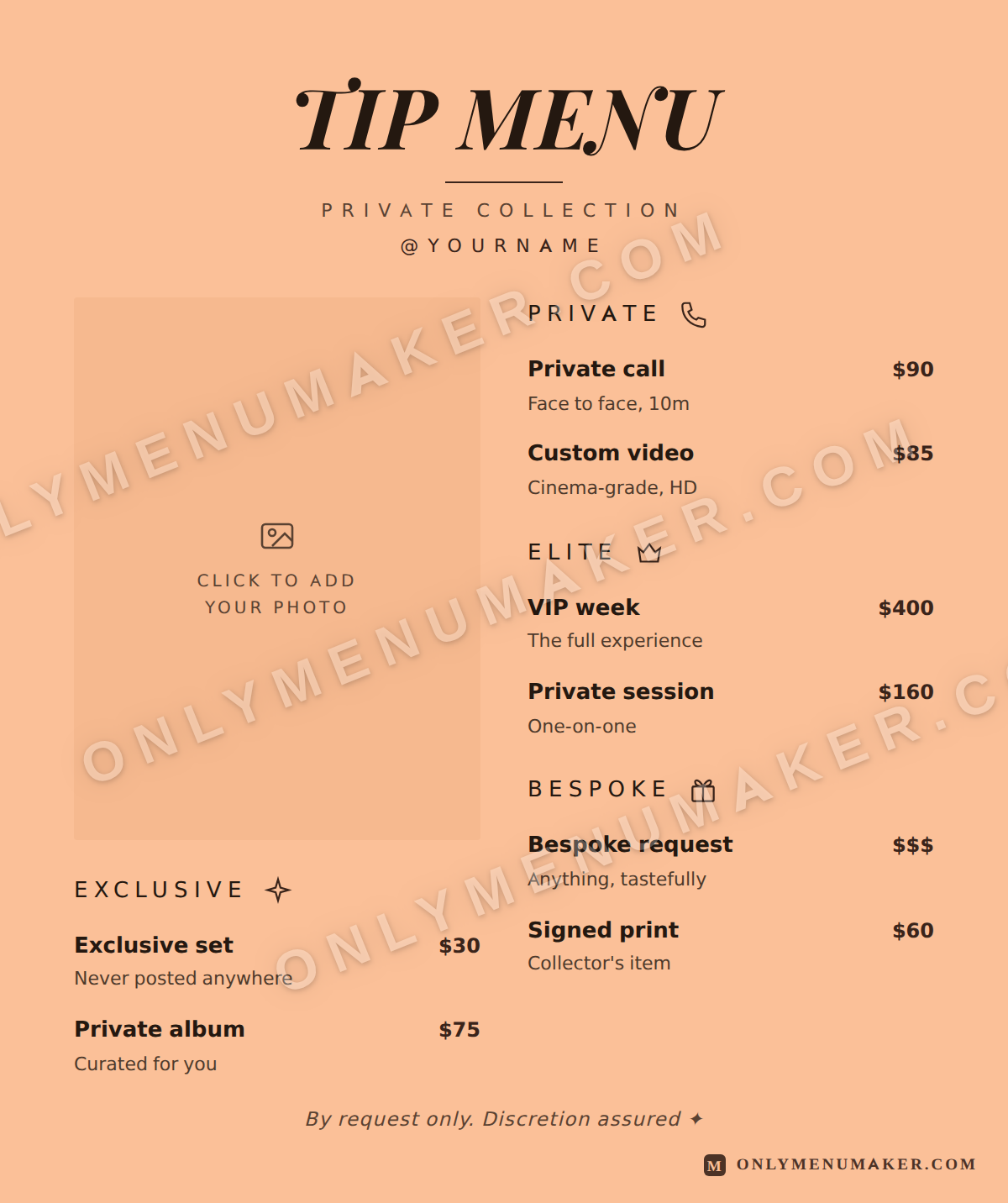 Saffron Silk OnlyFans tip menu template