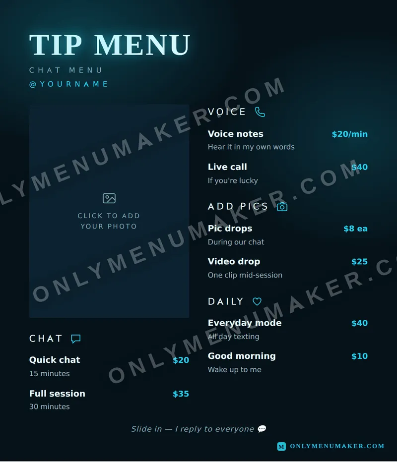 After Dark tip menu template