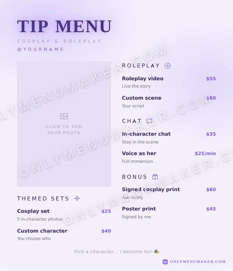 Amethyst tip menu template