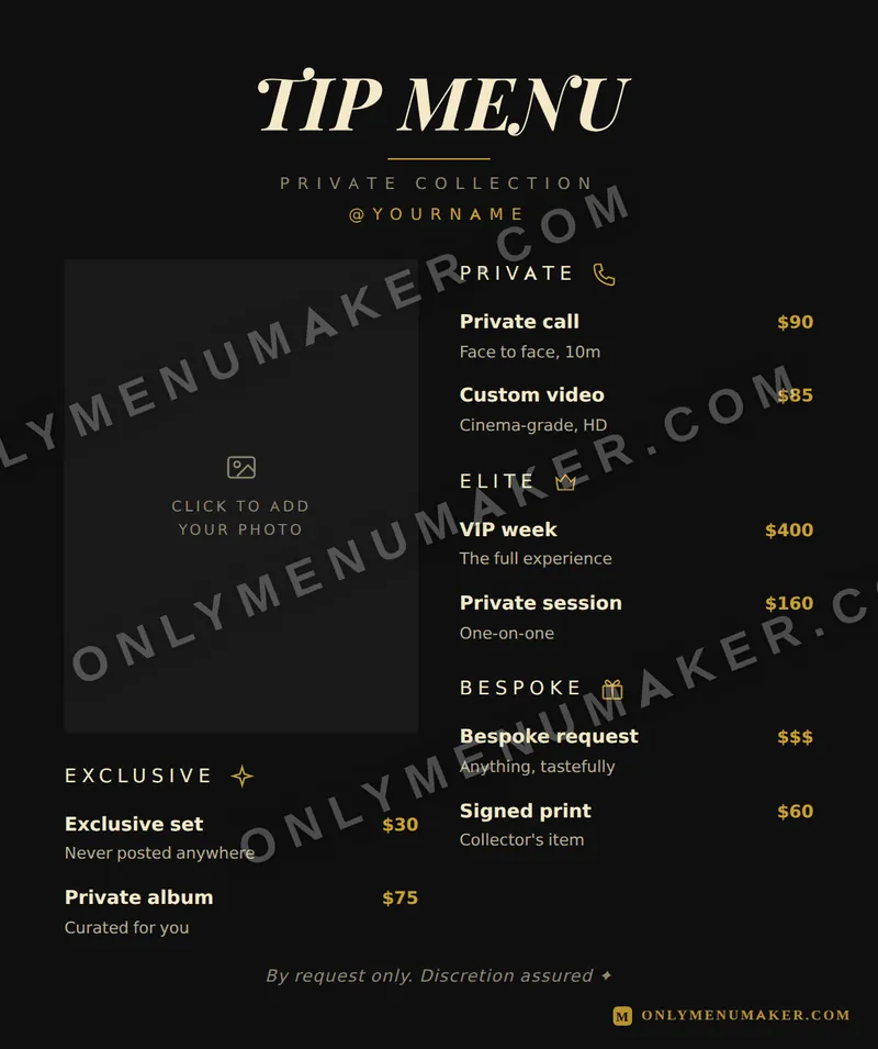 Black & Gold tip menu template
