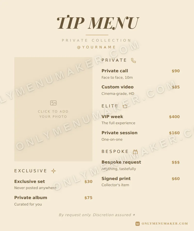 Champagne Toast tip menu template