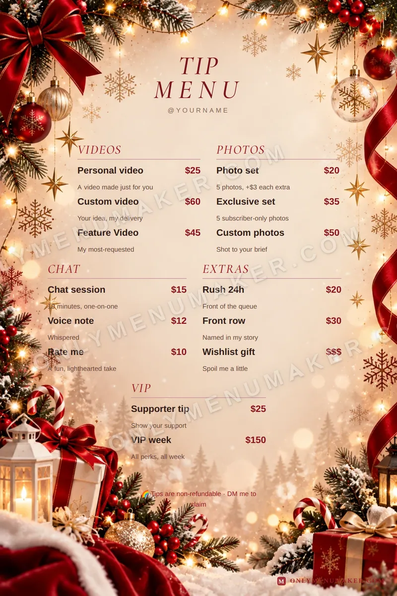 Christmas Forest tip menu template