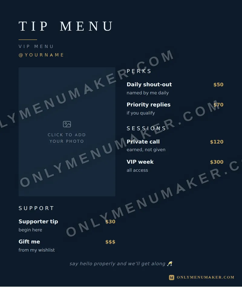 Ice Queen tip menu template