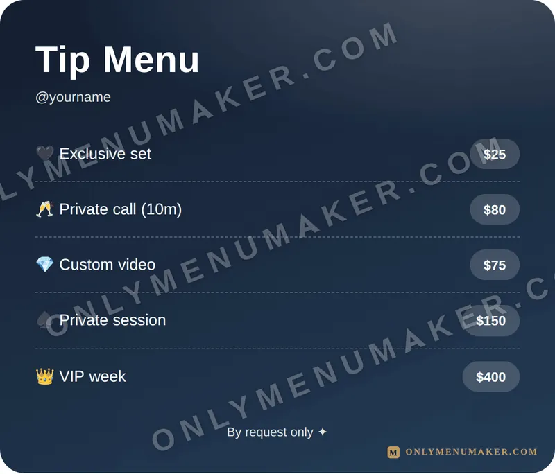 Luxe Pop tip menu template