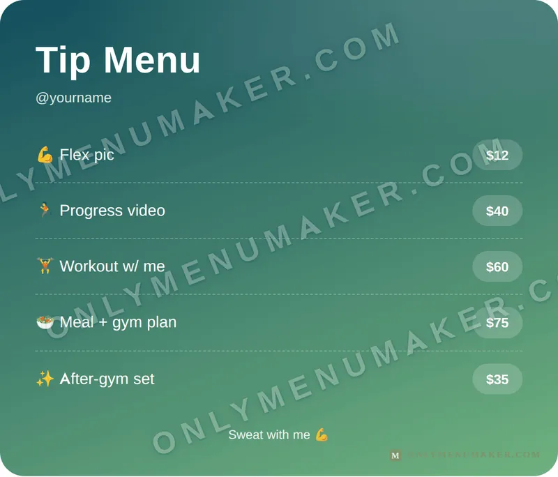 Mint Fit Pop tip menu template