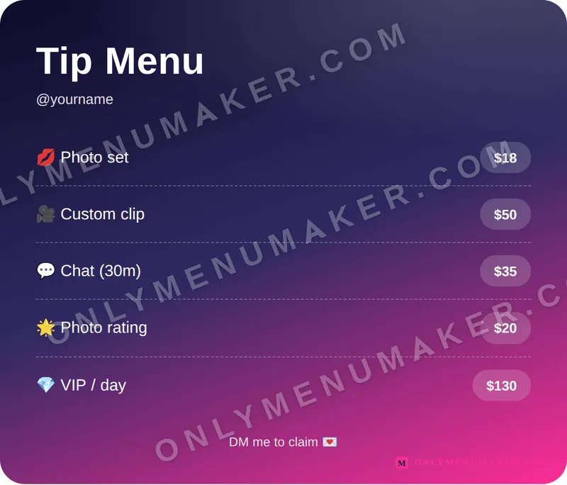 Neon Night Pop tip menu template