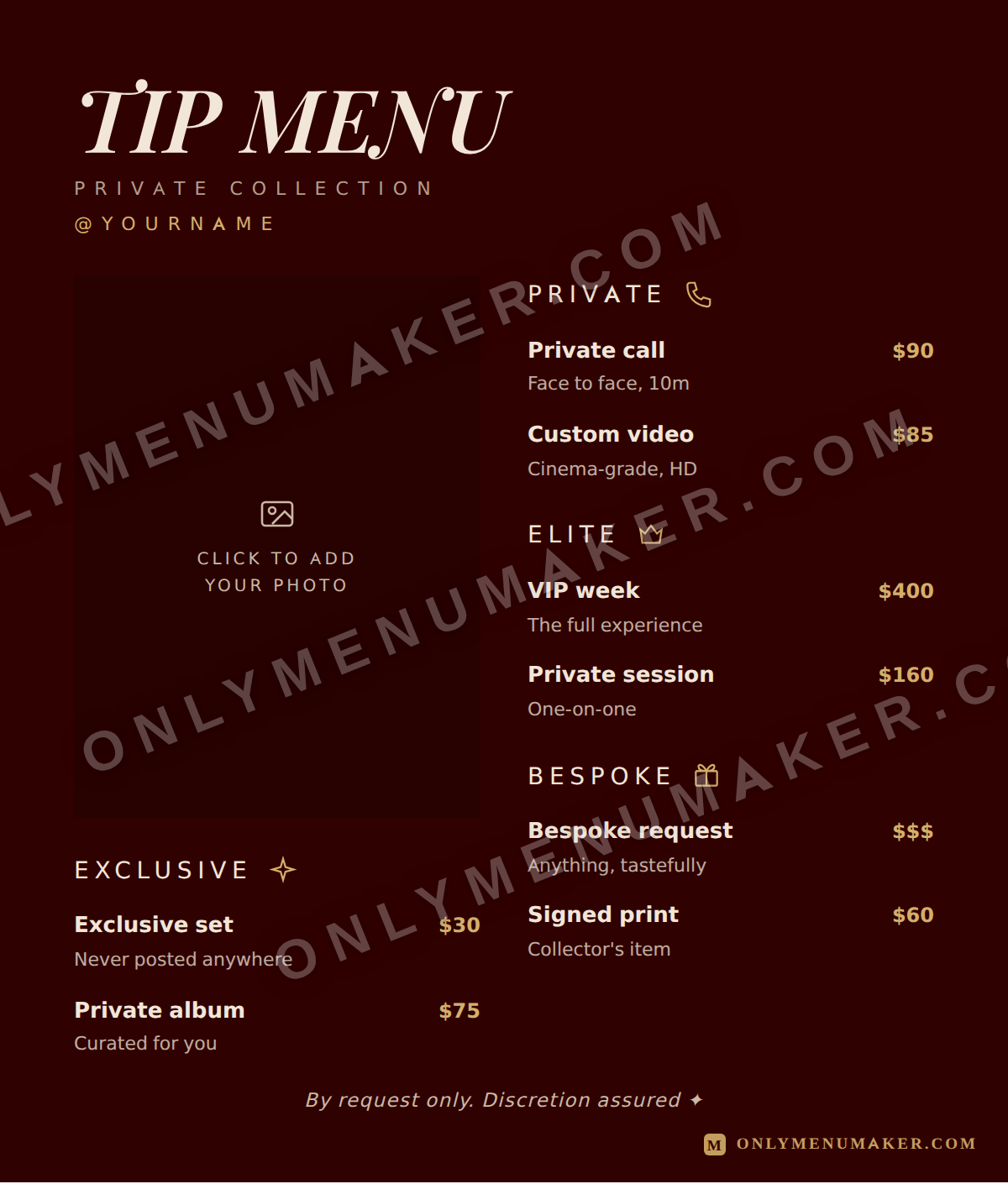 Velvet Noir OnlyFans tip menu template